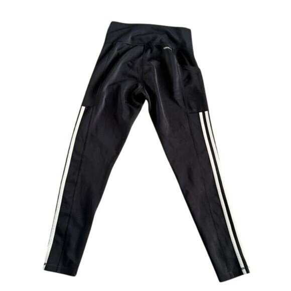 Adidas Black AEROREADY High-Waist Leggings With White Stripes Womens Size S - Picture 3 of 10